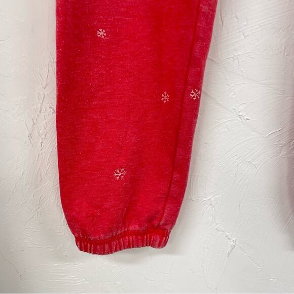 PJ Salvage Red Snowflake Print Jogger Sweatpants Womens M Pajamas Pants Casual - Picture 4 of 6